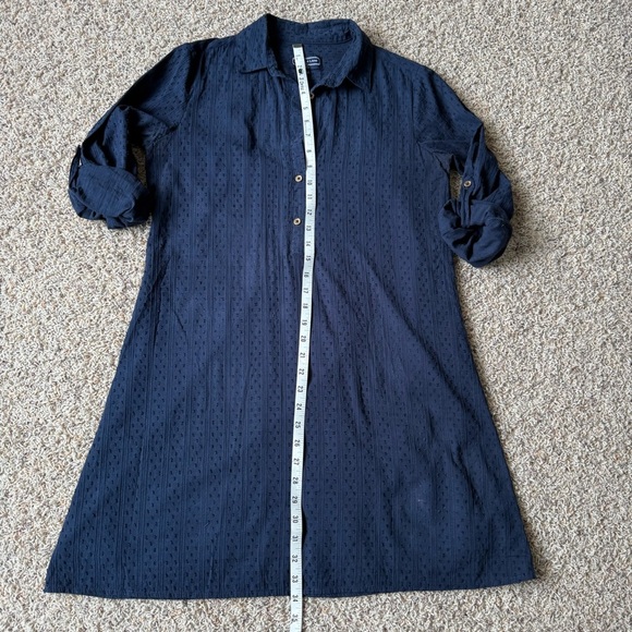 DUFFIELD LANE Women’s Navy Long Sleeve Midi Dress Modest A-line Size Small - Picture 12 of 12